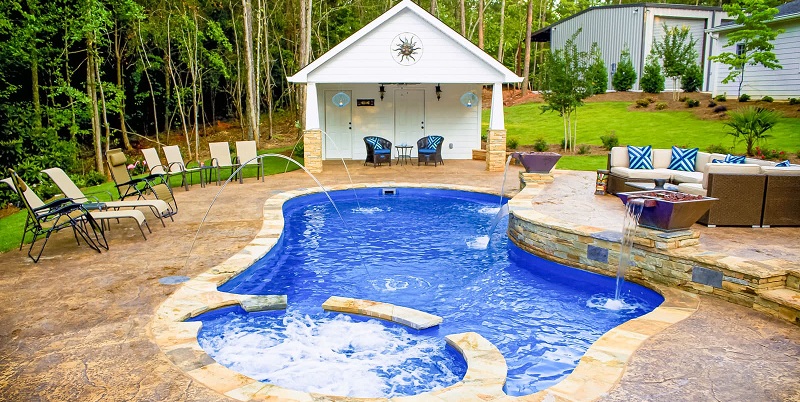 best fiberglass pools with built in hot tub for sale